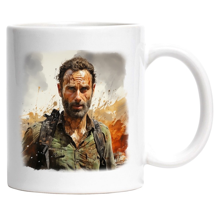 Cana alba personalizata, Rick Grimes, The Walking Dead, Serif, Serial, INOVATIX®. 330ml