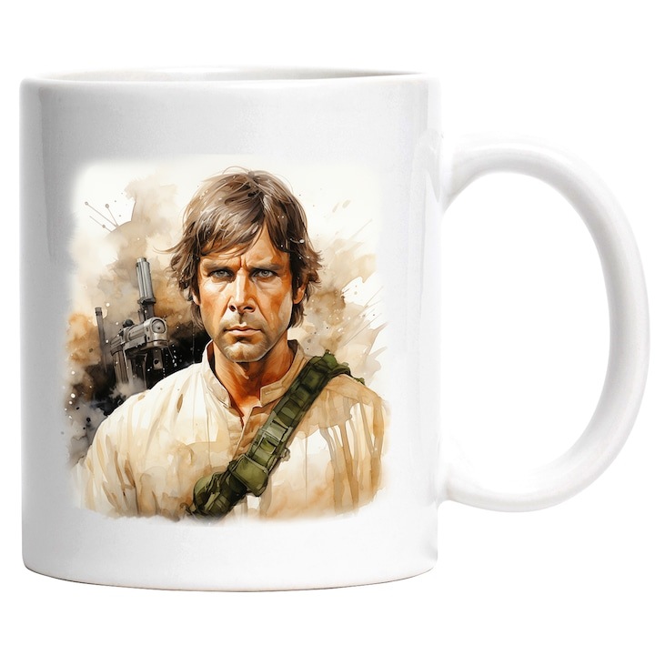 Cana alba personalizata, Luke Skywalker, Razboiul Stelelor, Personaj, SF, INOVATIX®. 330ml