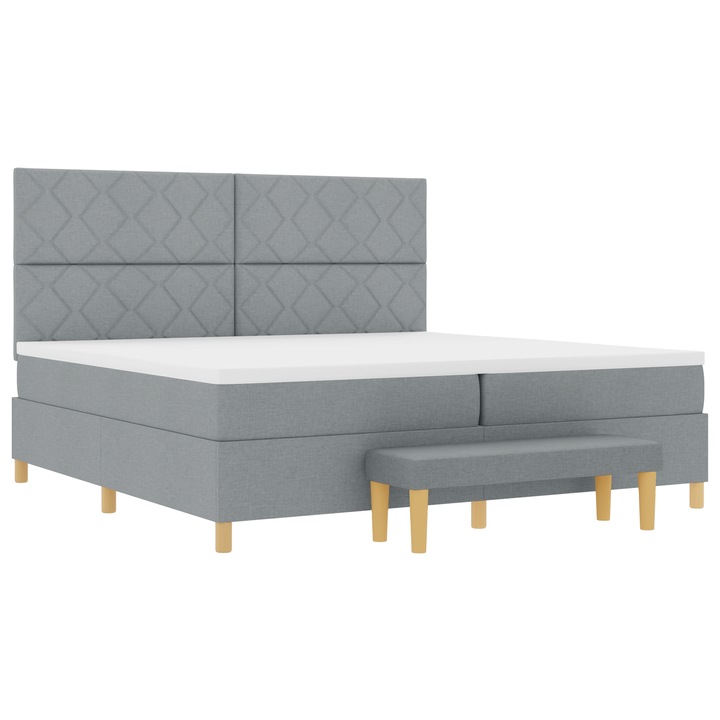 vidaXL Boxspring ágy matraccal és paddal világosszürke 200x200 cm szövet 3344401