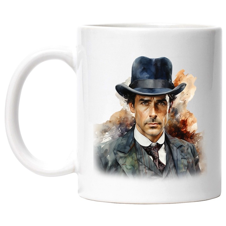 Cana alba personalizata, Sherlock Holmes, Detectiv Particular, Serial TV, INOVATIX®. 330ml