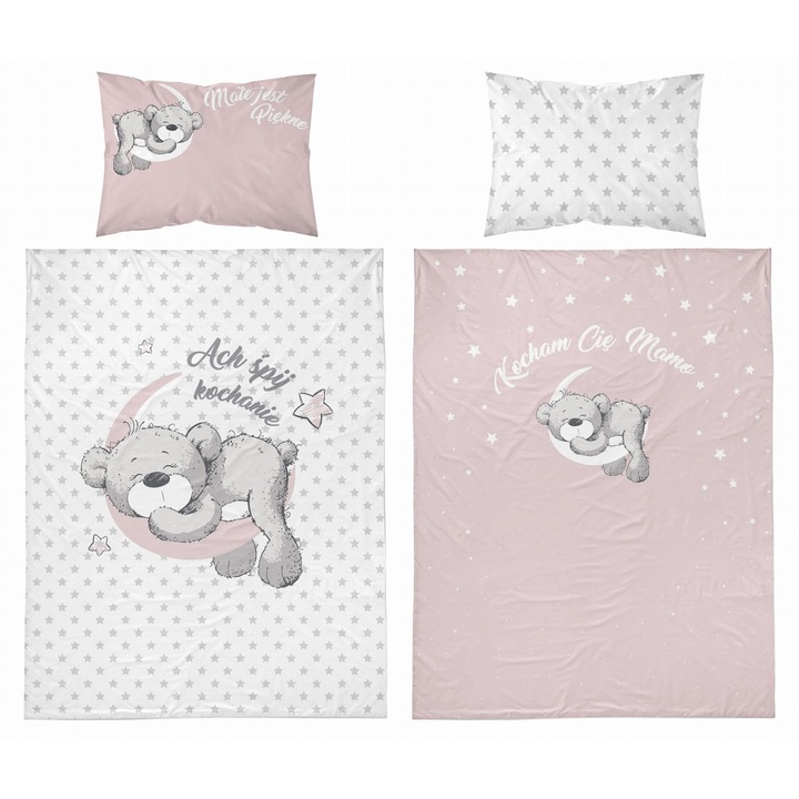 Set lenjerie pentru patut, Detexpol, 100% bumbac, antialergic, 100x135cm