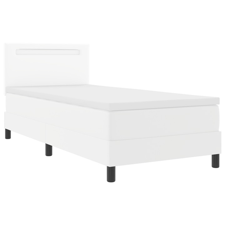 Pat Box Spring vidaXL, alb, 100x200cm, cu saltea si tablie