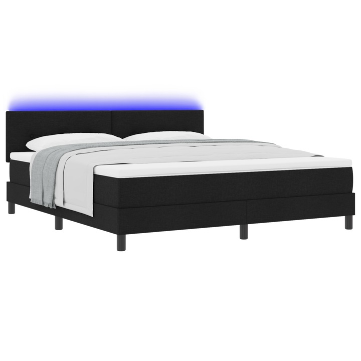 vidaXL Boxspring Ágy Matraccal & LED Fekete 180x200 cm Szövet 3342228