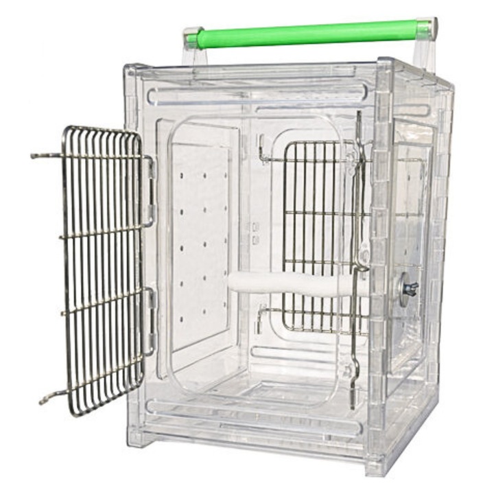 Клетка за транспортиране на папагали, Parrot Planet, акрил, 25.4x30.48x38.10 см, за малки и средни папагали