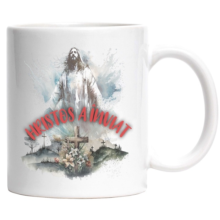 Cana alba personalizata, hristos a inviat issus in cer paste sarbatori, INOVATIX®. 330ml