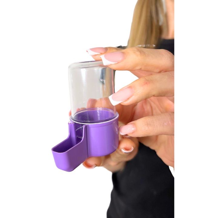 Fantana de apa pentru papagali, Parrot Planet, 100 ml, mov/transparent