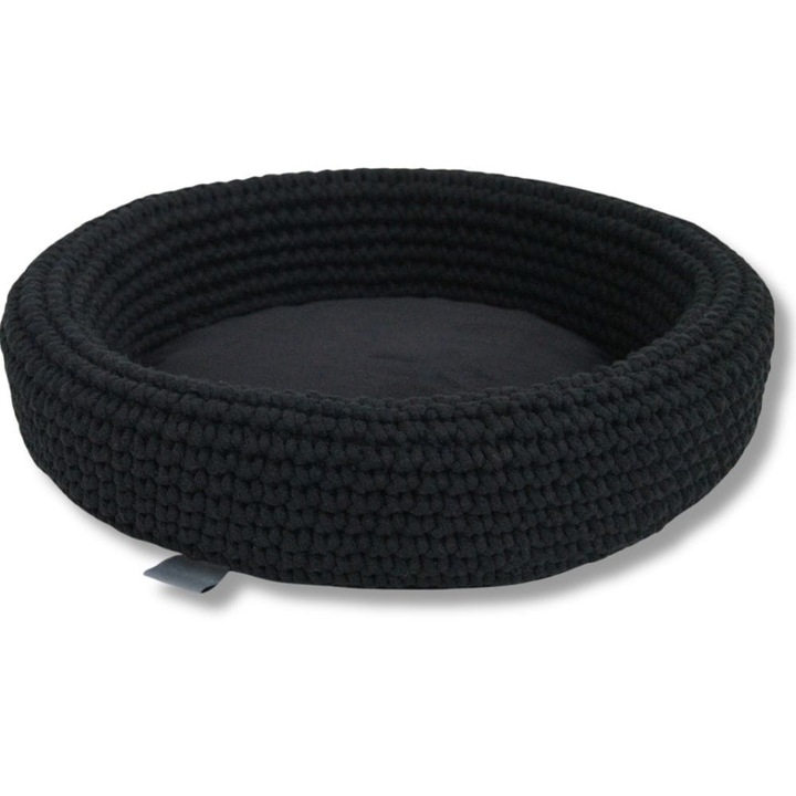 Culcus pentru pisici, Parrot Planet, din snur de bumbac, negru, 43x44cm