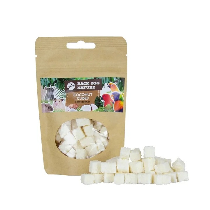 Cuburi de cocos pentru pasari, Back Zoo Nature, 50g, continut bogat in nutrienti