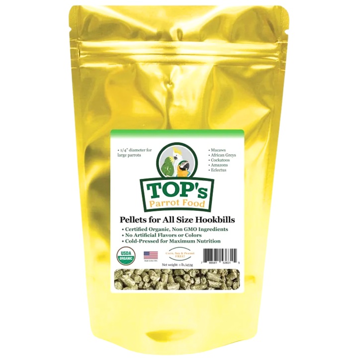 Granule organice pentru papagali TOP's, 4,54 kg, fără OMG