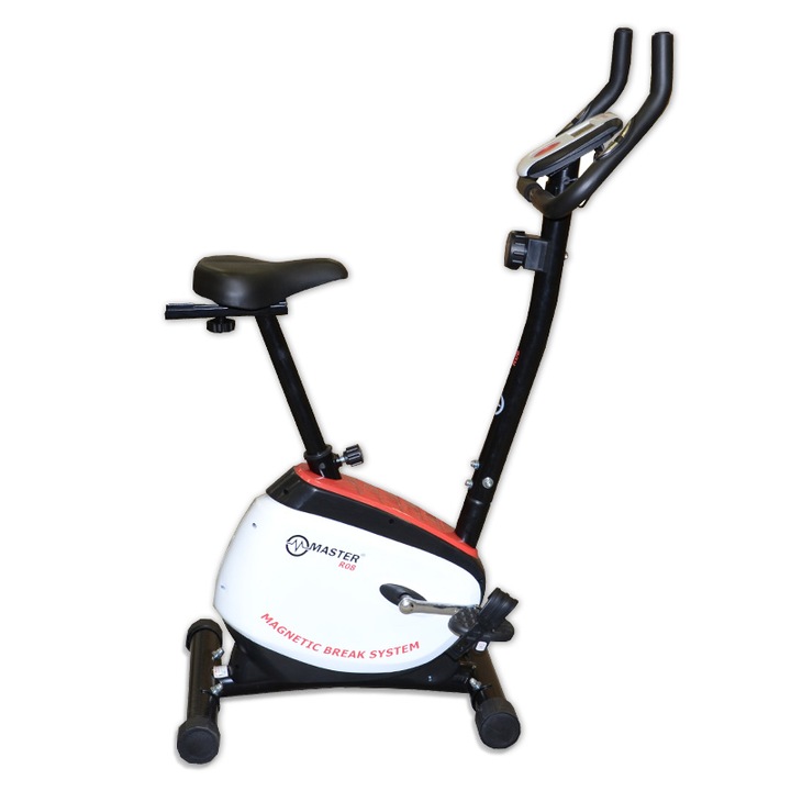 Bicicleta fitness Master R08, 8 niveluri de rezistenta, culoare neagra, dimensiuni compacte