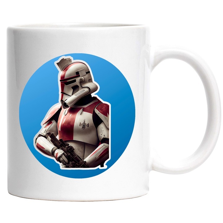 Cana alba personalizata, StormTrooper, Star Wars, Iubitori De Filme, Sci-Fi, Soldat, INOVATIX®. 330ml