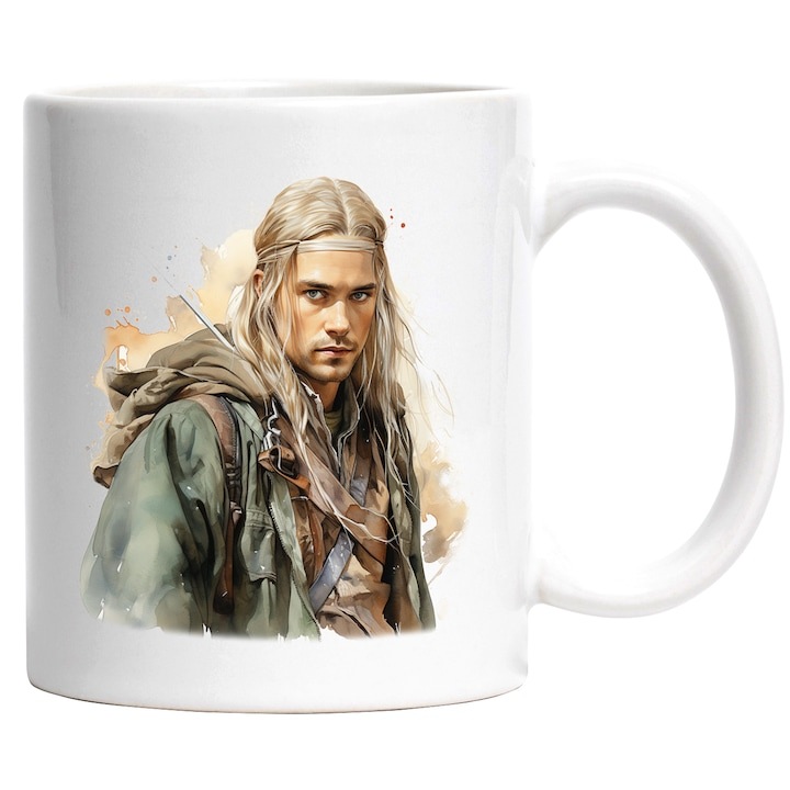 Cana alba personalizata, Legolas, Stapanul Inelelor, Personaj Fictiv, INOVATIX®. 330ml