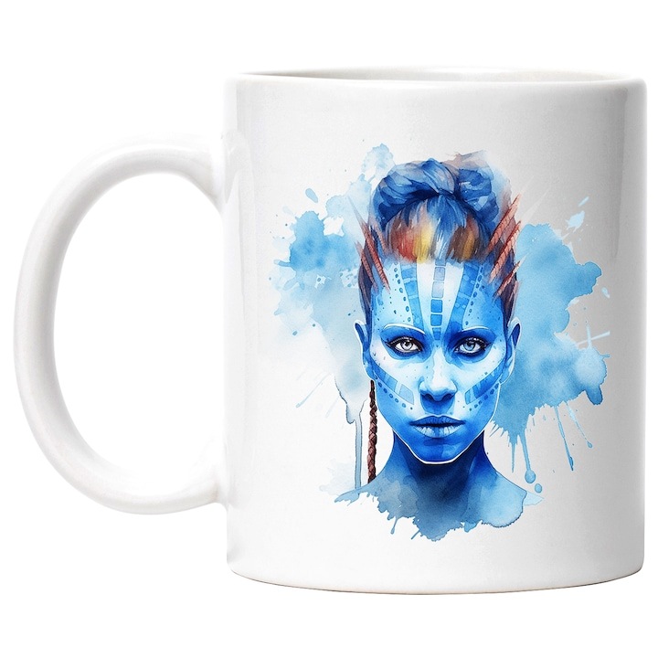 Cana alba personalizata, Eywa, Avatar, Personaj, Iubitori De Filme, Fantasy, Portret, INOVATIX®. 330ml