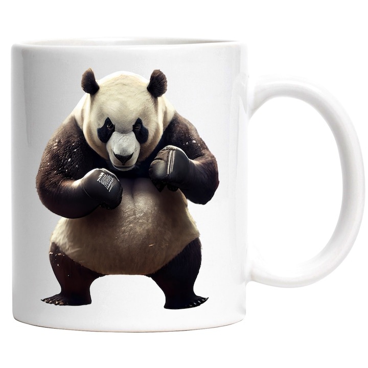 Cana alba personalizata, Panda, Box, Manusi, Luptator, Iubitori De Sport, INOVATIX®. 330ml