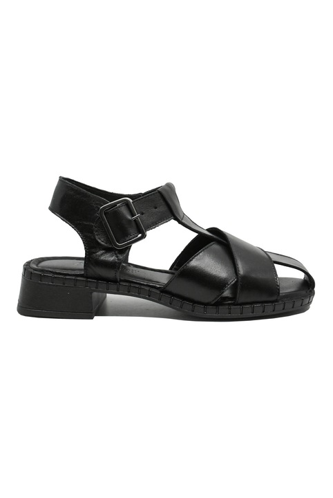 Sandale dama Anna Viotti cu barete late, negre, din piele naturala GOR44, Negru