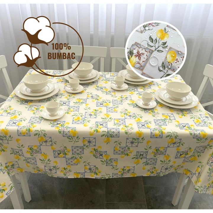 Folteltávolító terítő 100% pamut 160x220 cm, citromsárga