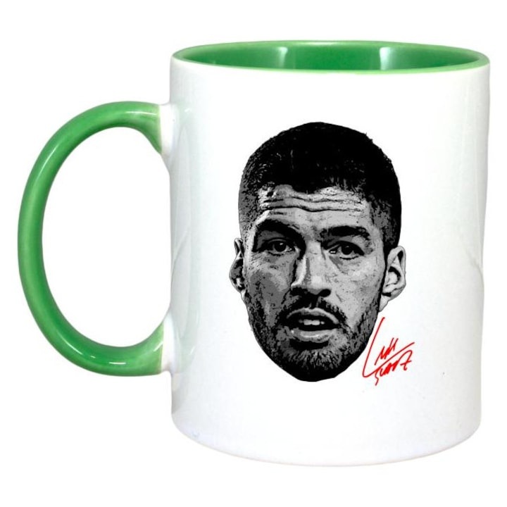 Cana alba personalizata, fotbalistul Luis Suarez Inter Miami CF, Cri-Flo,. Maner si interior Verde, INOVATIX®. 330ml