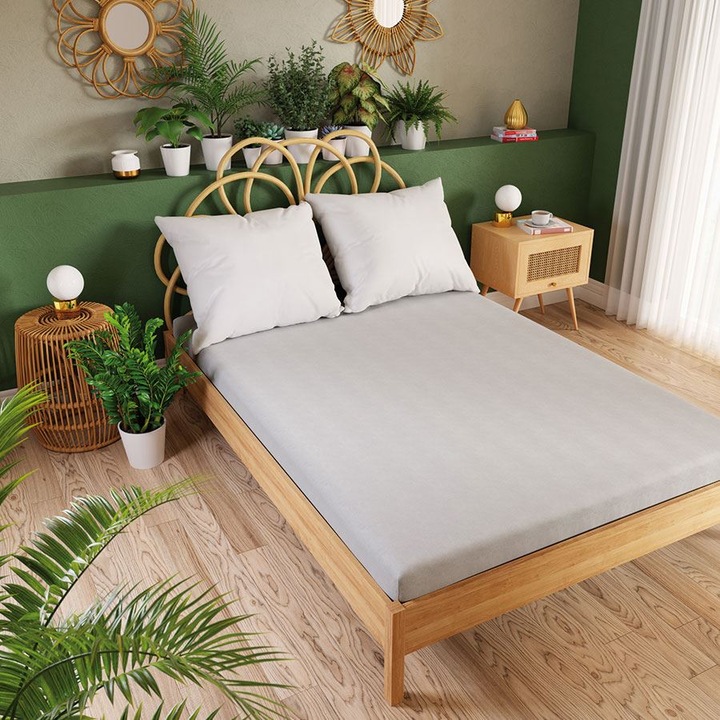 Cearceaf, Markizeta, jerseu, elastic, 120x200cm, gri