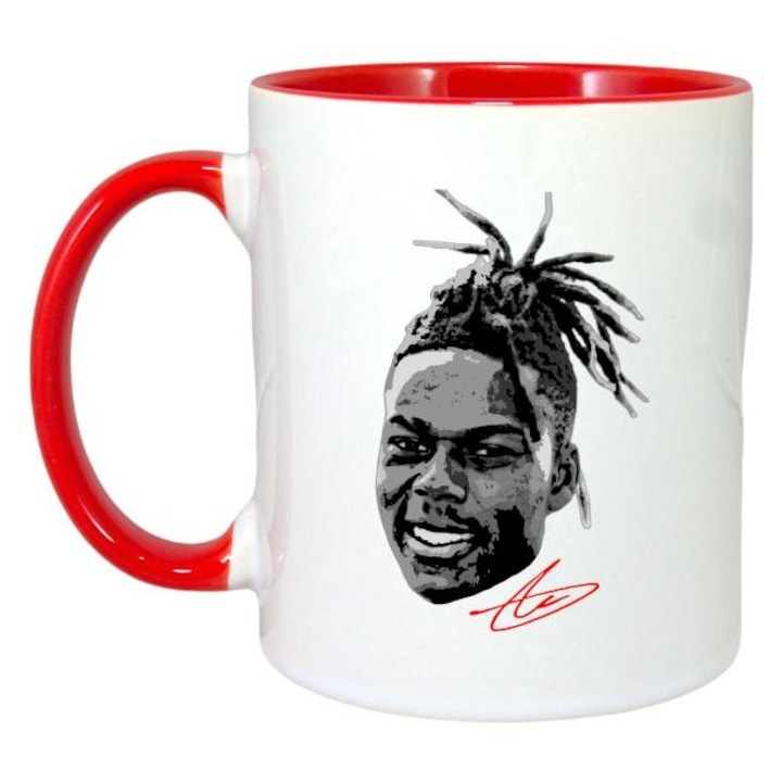 Cana alba personalizata, fotbalistul Nico Williams-Athletic Bilbao, Cri-Flo,. Maner si interior Rosu, INOVATIX®. 330ml