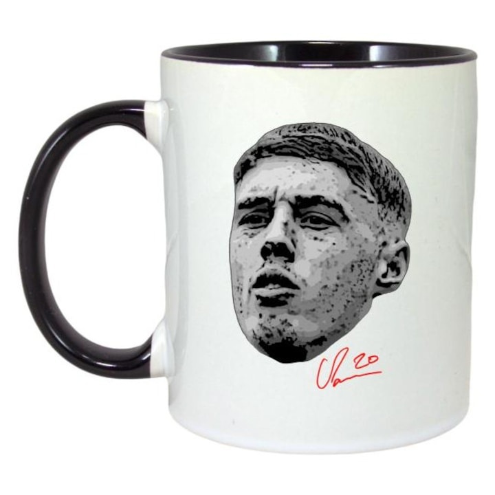 Cana alba personalizata, fotbalistul Cole Palmer-Chelsea FC, Cri-Flo,. Maner si interior Negru, INOVATIX®. 330ml