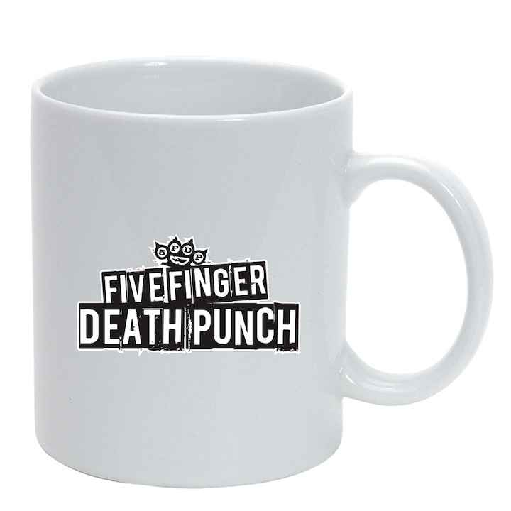 Cana alba personalizata, five finger death punch, alb, D1442, INOVATIX®. 330ml