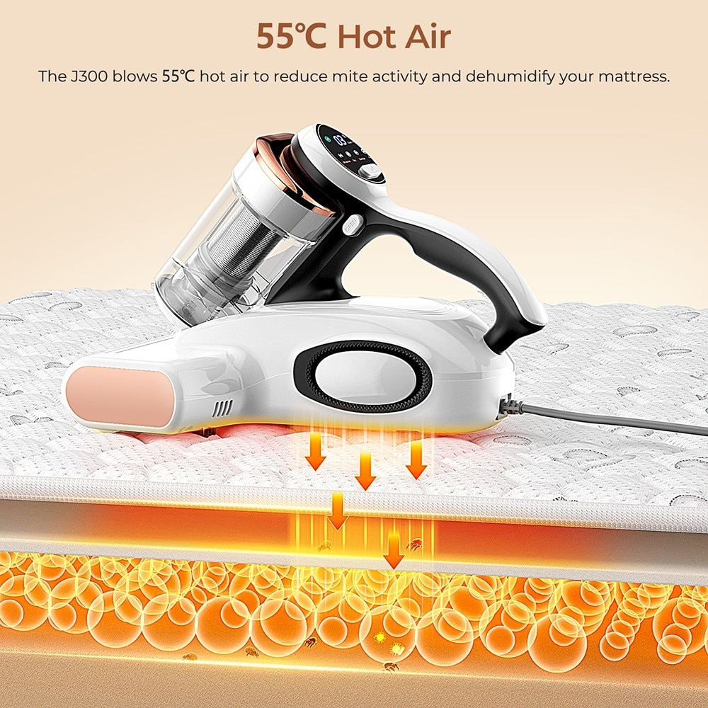 Aspirator JIGOO J300, putere 500W, senzor acarieni, perie metalica, 205mm, alb