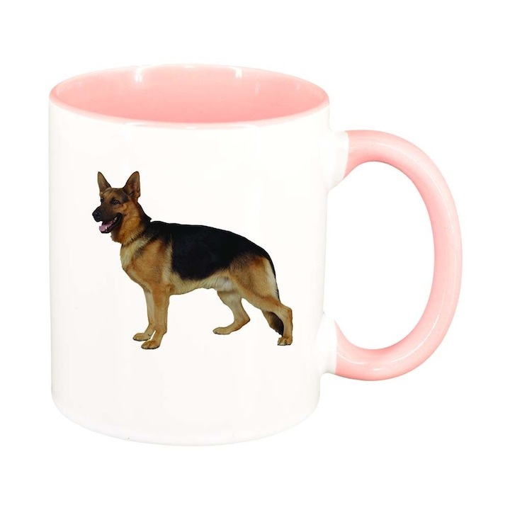 Cana alba personalizata, Dog, interior roz, D349, INOVATIX®. 330ml