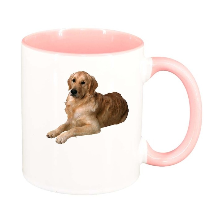 Cana alba personalizata, Dog, interior roz, D347, INOVATIX®. 330ml