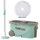 Mop rotativ cu galeata, Set curatenie cu 1 rezerva microfibra, Coada telescopica, Mop rotativ 360°, Centrifuga inox, Maner si roti pentru transport, Tinklu, Verde