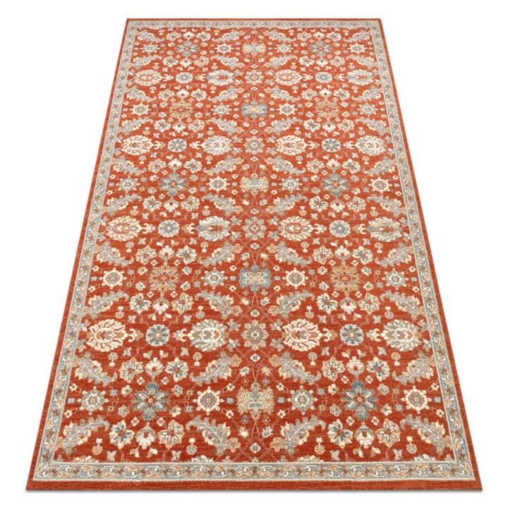 Covor de lana Dywany Łuszczów Soho 477.07.la300, flori, cadru, natural teracota / albastru, 200x300 cm