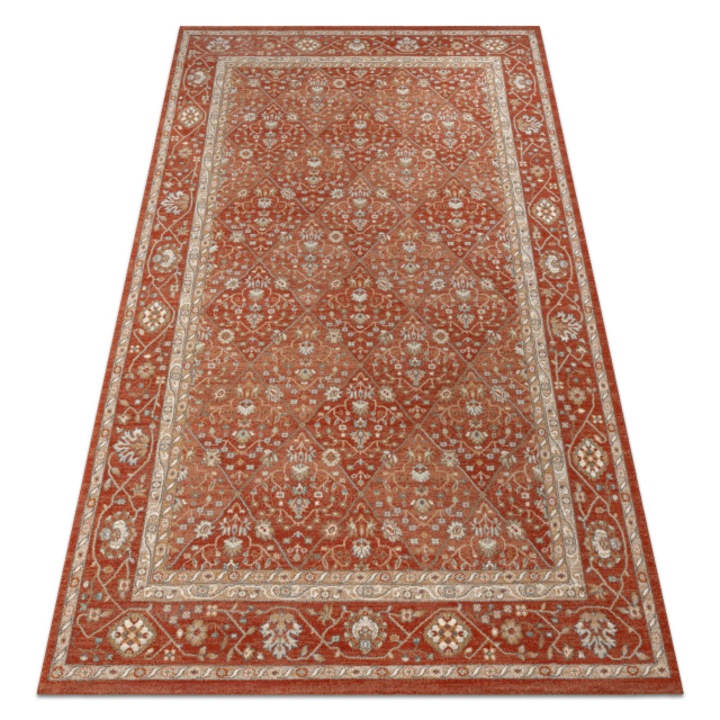 Covor de lana Dywany Łuszczów Soho 477.27.la300, romb, rama, geometrica, natural teracota / bej, 200x300 cm