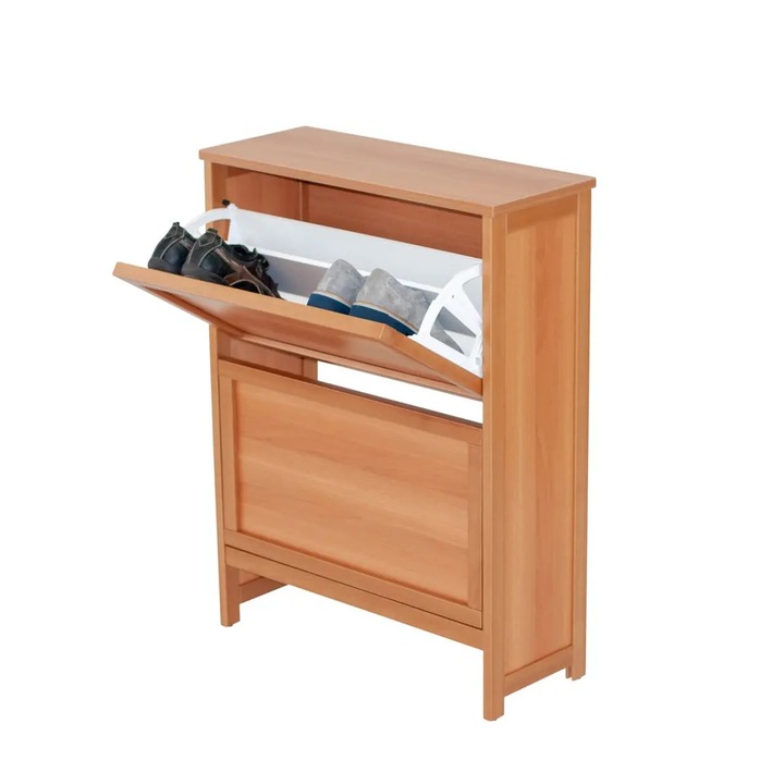 Pantofar Arredamenti Italia, Grazia, 72x97x29 cm, 2 compartimente, 4 rafturi, structura din lemn masiv fag, design practic si elegant, picioare antiderapante, lemn cires