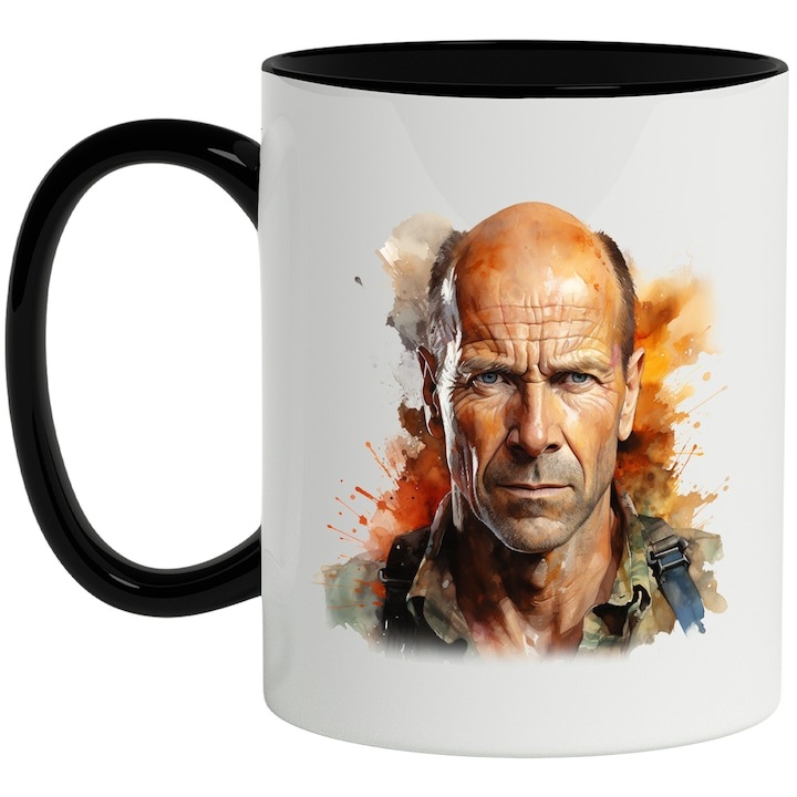 Cana alba personalizata, Merle Dixon, The Walking Dead, Personaj, Serial TV, cu Maner Negru, INOVATIX®. 330ml