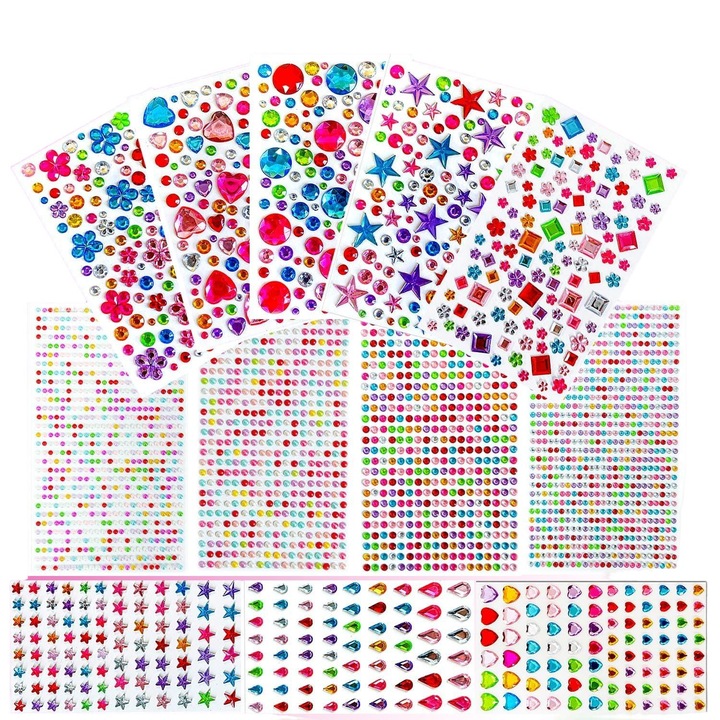 Set 3228 stickere decorative, strasuri 3D, Multicolor
