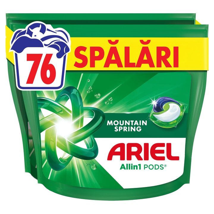 Капсули за пране Ariel Allin1 PODS Mountain Spring, 76 пранета