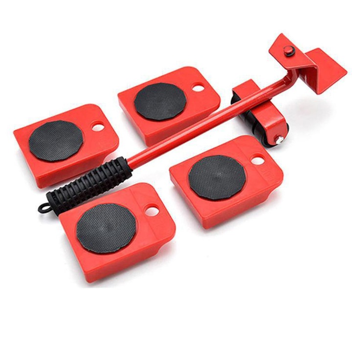 Palan manual pentru mutat mobilier, cu roti, capacitate maxima 150kg, rosu