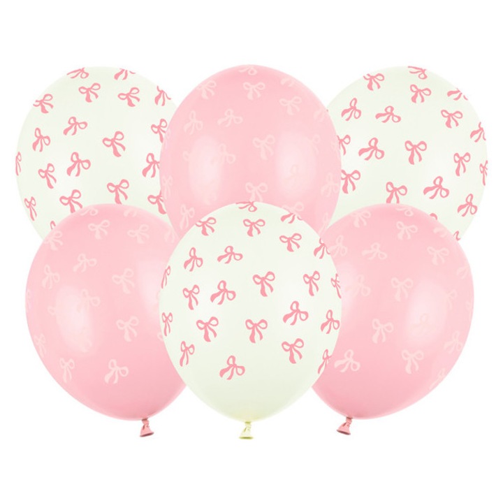 Baloane latex PartyDeco, set 6 buc, mix roz-crem, fundite, 30cm
