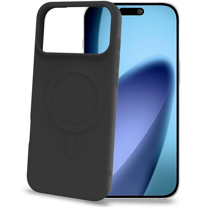 Husa de protectie Celly Silicon MagSafe pentru iPhone 17 Pro Max, Neagra