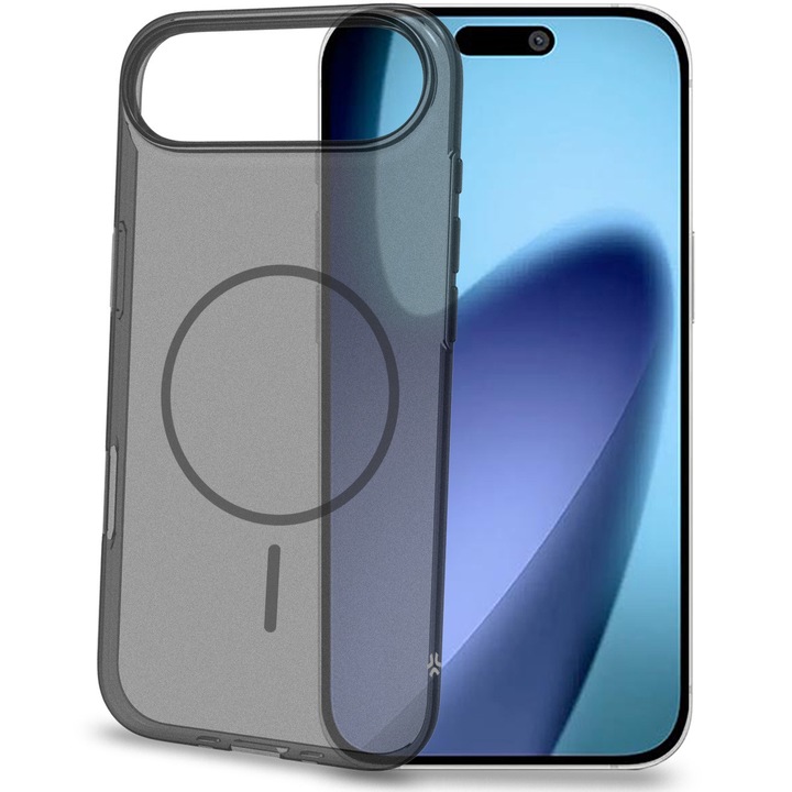 Husa de protectie Celly Slim Silicon Transparent MagSafe pentru iPhone 17 Air, Neagra