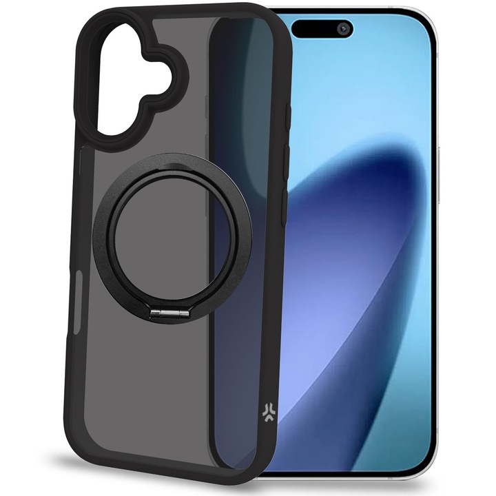 Husa de protectie Celly Silicon Stand MagSafe pentru iPhone 17, Neagra