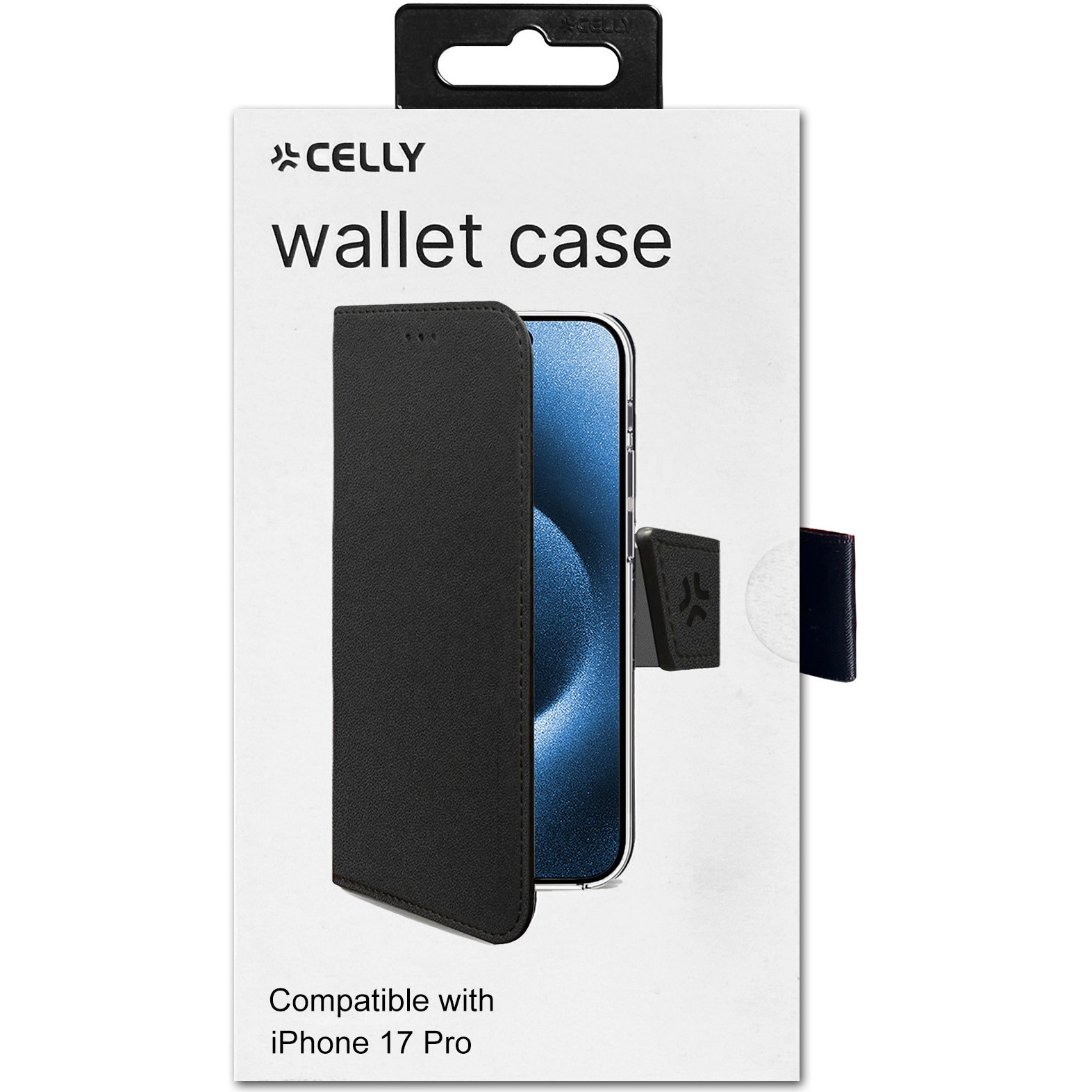 Husa de protectie Celly Tip Carte Piele Ecologica pentru iPhone 17 Pro, Neagra