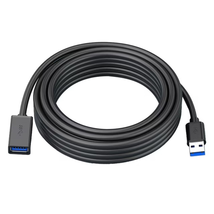 USB удължителен кабел, мъжки-женски, бърз трансфер на данни, съвместим с клавиатура/мишка/USB флаш устройство/USB твърд диск, 5 метра, TOIITKQ, черен