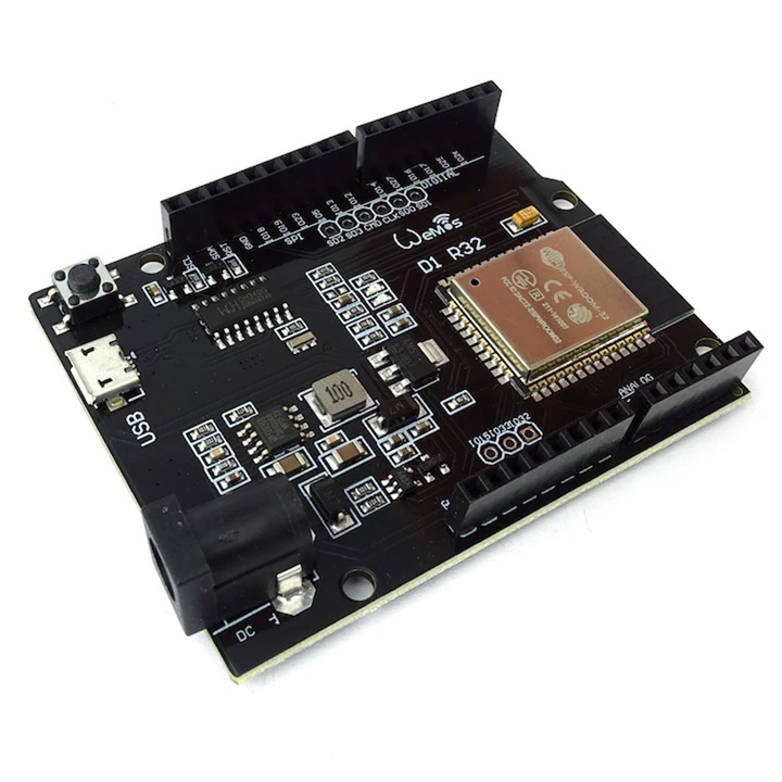 Placa dezvoltare Rqiurpn UNO R3 D1 R32 WiFi Bluetooth 4MB Flash Micro USB, Modul cu microcontroler ESP32 compatibil