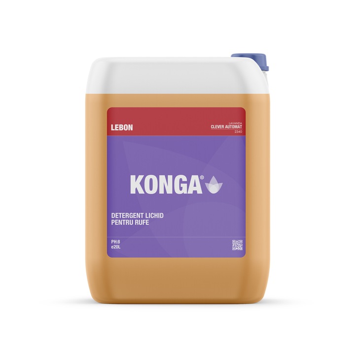 Течен перилен препарат за автоматично пране, Konga, с аромат на лавандула, 20 л, 400 пранета