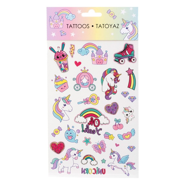 Tatuaje autocolante cu model unicorn pentru copii - 32buc