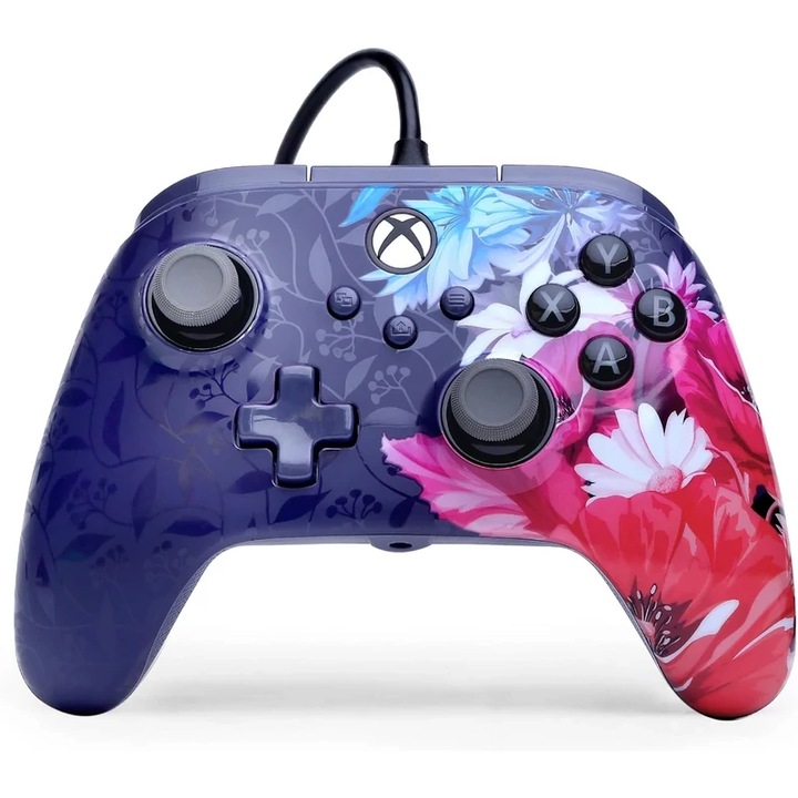 Vezetékes kontroller, PowerA Advantage+, Xbox Series X, S, Xbox One, PC, Twist Thumbstick, Hall Effekt, Night blossom