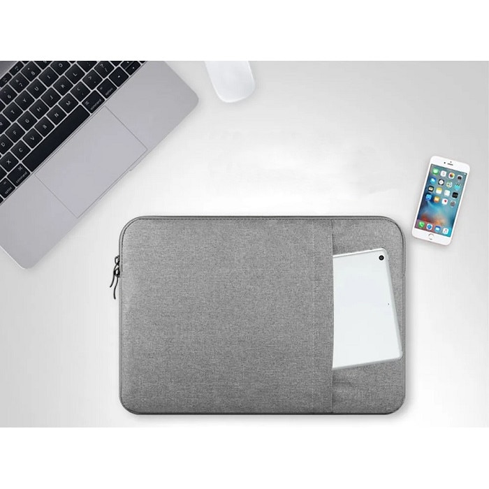 Husa de Protectie si Transport Laptop/Tableta, AB HOMES, Dimensiune 15" Inch, Poliester/Impermeabil/Captusit la interior cu burete antisoc, Inchidere cu fermoar, Buzunar lateral, Compatibil Apple MacBook, Asus, Acer, Dell, Huawei, Gri