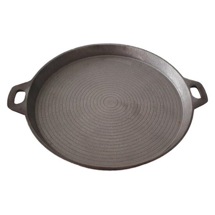 Tigaie Weekend, rotundă, fontă, 2 mânere, negru, 33 x 3 cm