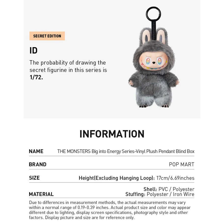 Jucarie din plus Labubu Blindbox, Big Into Energy, Originala, 17cm