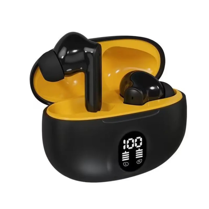 Casti Wireless TWS 895B, Bluetooth 5.5, In-Ear, Afisaj Digital, Noise Cancelling, Rezistente la Apa IPX4, Microfon, Compatibile iPhone, Samsung, Huawei – Negru